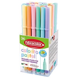 FIBRACOLOR Pastel Colouring Pencils, Box of 36, 3 of 6 Pastel Colours, Fine Tip, Super Washable 10550SW036BA