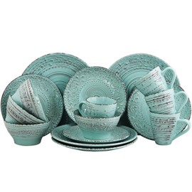 Elama Malibu Waves 16Piece Dinnerware Set In Turquoise