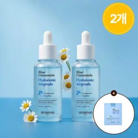 Skinfood [스킨푸드][2개]블루 캐모마일 히알루로닉 앰플50ml + (증정) 패드2매입1개 [Skinfood][2 Pieces] Blue Chamomile Hyaluronic Ampoule 50ml + (Gift) 2 Pads 1 Piece
