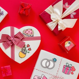 the sticker co. Pack de 20 Stickers de Vinilo – Set de Adhesivos Kawaii – Resistentes al Agua para Decorar y Personalizar Botellas, Teléfonos, Laptop y más – Hecho en México (Valentines Day)