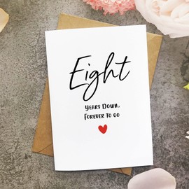 MAGJUCHE 8th Anniversary Card, Eight Years Down Forever To Go, Romantic Valentines Day Wedding Card For Husband Wife