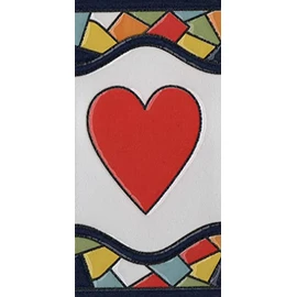 4.3' x 2.2' 11cm x 5.5cm Spanish Mosaic Hand-Painted Number Tiles & Metal Frames (Heart)