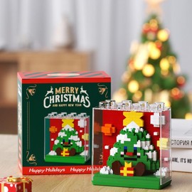 Christmas building blocks particle assembly puzzle snowman Christmas tree boy girl gift free assembly building blocks - Color: Christmas tree