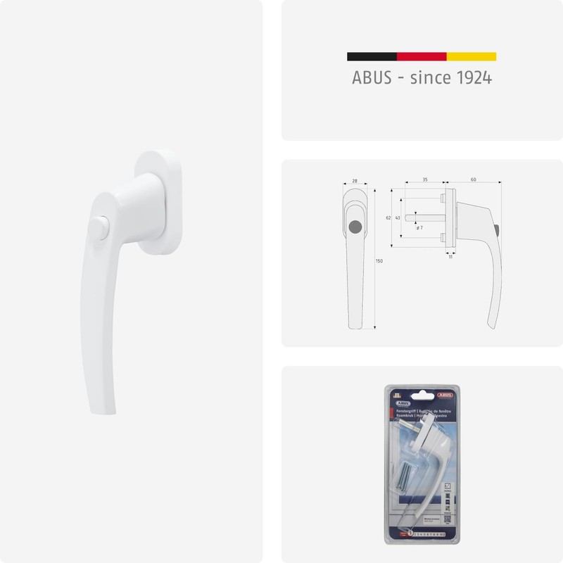 ABUS FG50 Window Handle Lockable with Push Button Without Key