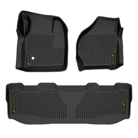 PIT66 Floor Mats Cargo Liners Compatible with Ford F250 F350 Super Duty CrewCab Models 1999-2007 (Heavy Duty) 3-Piece Premium All Weather Automotive TPE Liners