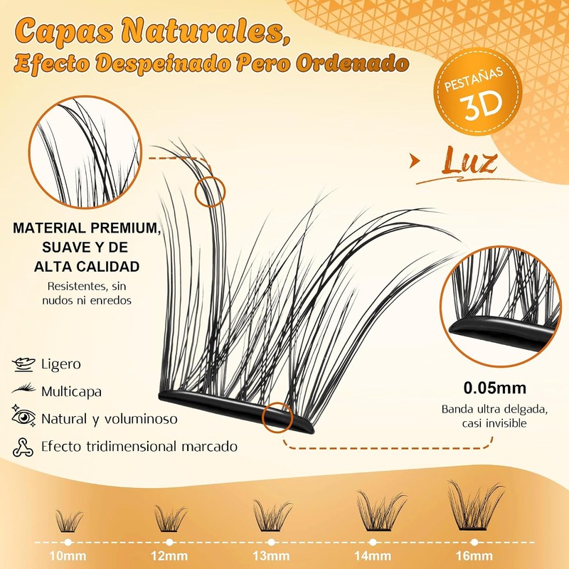 Extensiones de Pestañas 3D Pestañas Voluminosas Alargadoras Material Suave Ideal