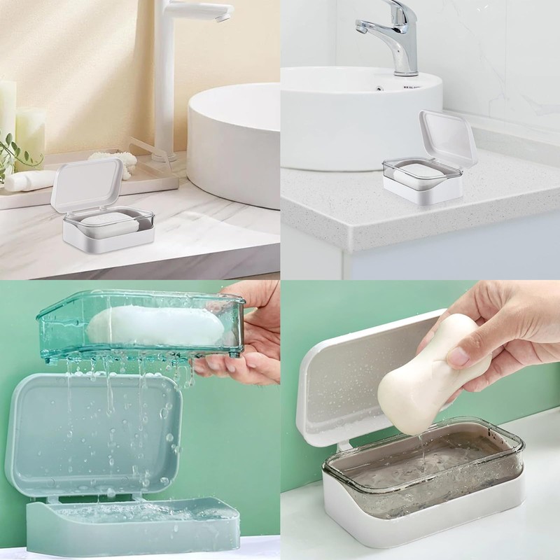 3 PCS Soap Dish With Lid Soap Box with Removable