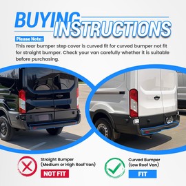 HECASA Rear Bumper Step Cover Compatible with 2015-2024 Ford Transit with Trailer Hitch Bumper Step Plate Panel Plastic (PC) Black Fit Low Roof Vans
