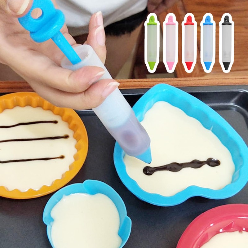 5 Decorating Pens, with 20 Replacement Heads, Baking Tools, Food