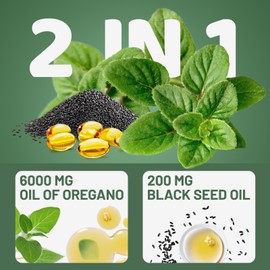 vivcmin Oil of Oregano Capsules - Oregano Oil with Black Seed Oil, Herbal Supplement Contain Carvacrol - 60 Softgels
