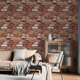 20 Pack 3D Wall Panels Peel and Stick, Waterproof Foam Stone 3D Wallpaper, Self Adhesive Foam Wallpaper for Bedroom Bathroom Kitchen (13.7 * 15.1in)