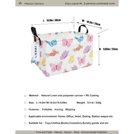 ONOEV Rectangular Folding Laundry Basket,waterproof Canvas Basket,gift basket,Suitable for children's room,Office,Clothes,Toys Storage(Butterfly)