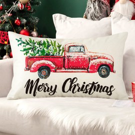 JOTOM Christmas Pillow Covers Christmas Winter Holiday Cushion Covers Home Decorative Throw Pillow Covers Xmas Pillowcases for Sofa Bed Couch Decor