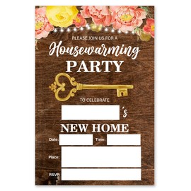 brayqu Housewarming Party Invites Farmhouse Floral New Home Housewarming Invitations Fill-in (20 Invitation Cards with Envelopes)