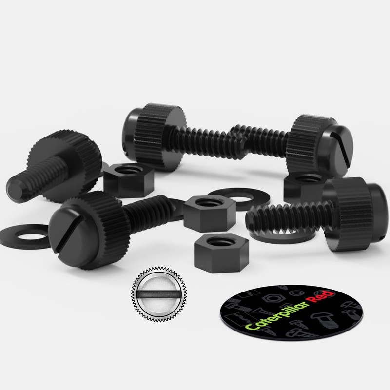 Caterpillar Red 50x Black Slotted Thumb Screws M3 x 10mm