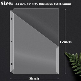 fremskre OEBSR 30Pack 3 Hole Punch Clear Plastic Document Folders,Organi