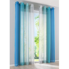 Pack of 2 x “Modena” Transparent, Decorative, Vertical Gradient Curtains with Eyelets and Tiebacks, 10000183