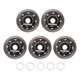 HARFINGTON 5pcs Diamond Saw Blade 4" Dia 7/8" Arbor Circular Cutting Wheel with 7/8" to 5/8" Arbor Adapter Reducer Ring for Masonry Tile Marble Ceramics Concrete Cement Brick, Black