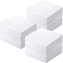 Shimeyao 60 Pcs Men's Handkerchiefs Cotton Bulk White Handkerchiefs 16 x 16 Inches Women Pure Hankie Thick Soft Pocket Square(Classic Style)