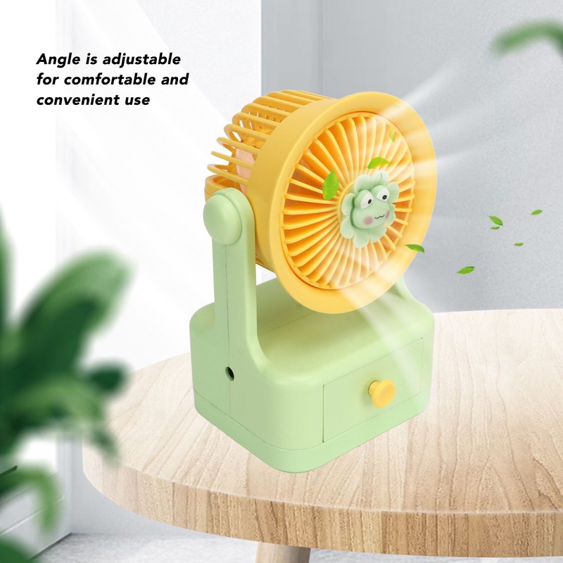 Desk Fan USB Charging Adjustable Angle Cute Portable Multifunction Air