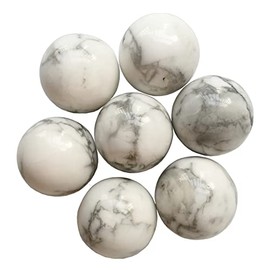 Bacatgem 7 Pcs Natural White Howlite Turquoise Crystal Sphere Ball Set, 0.78 Inchs Feng Shui Chakra Aura Home Desk Decor Decorative Collection