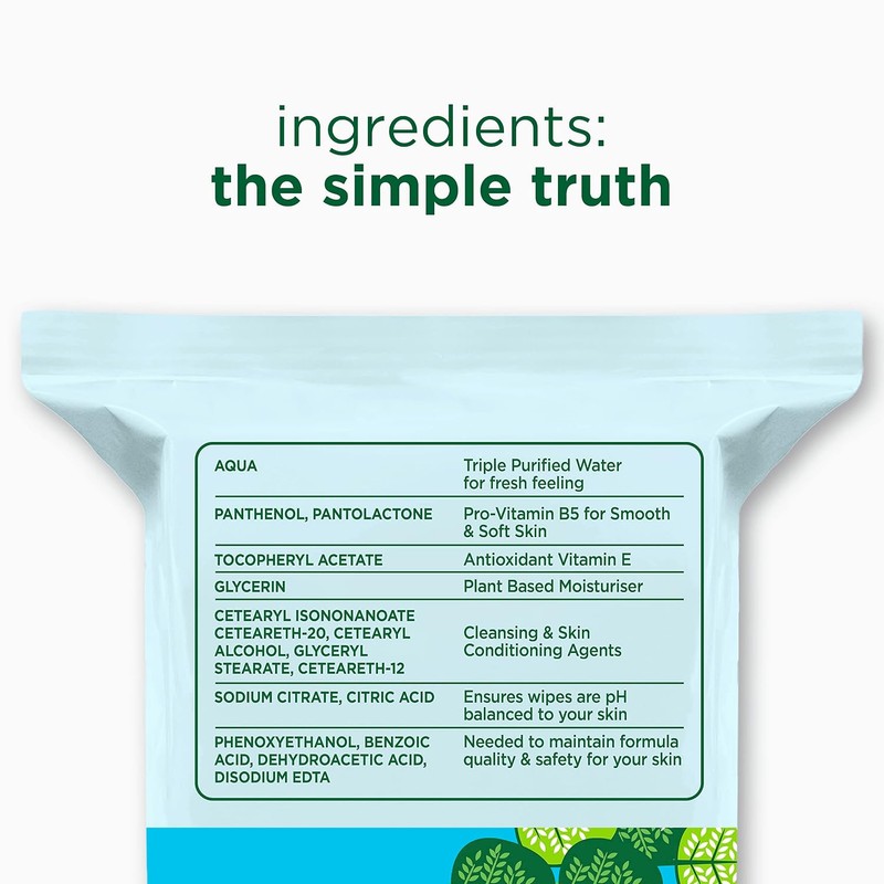 SIMPLE, Toallitas Micelares Biodegradables, 20 piezas