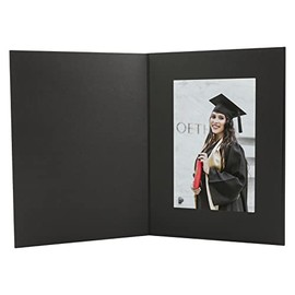 Golden State Art, Pack of 50, 4X6 Photo Folders, Cardboard Picture Frame, Paper Photo Frame Cards, Greetings/Invitation Cards, Special Events: Graduation, Christmas, Wedding(Black)
