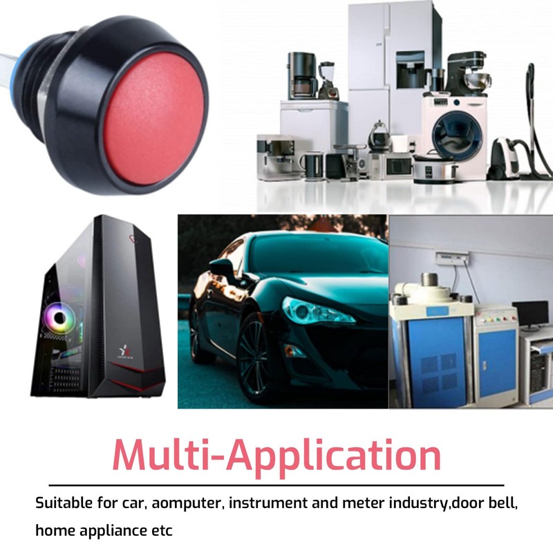 Lyvixora 12mm Round Push Button Switch Momentary 1A 250VAC, Waterproof