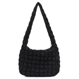 EVEOUT Women Puffer Tote Bag Quilted Shoulder Bag Large Lightweight Padding Crossbody Bag Quilted Puffer Hobo Carryall Bag