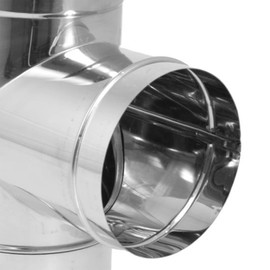 DuraVent DuraBlack 430 Stainless Steel, Durable and Easy Installation Single Wall Wood Burning Stove Pipe Connector Tee, Silver