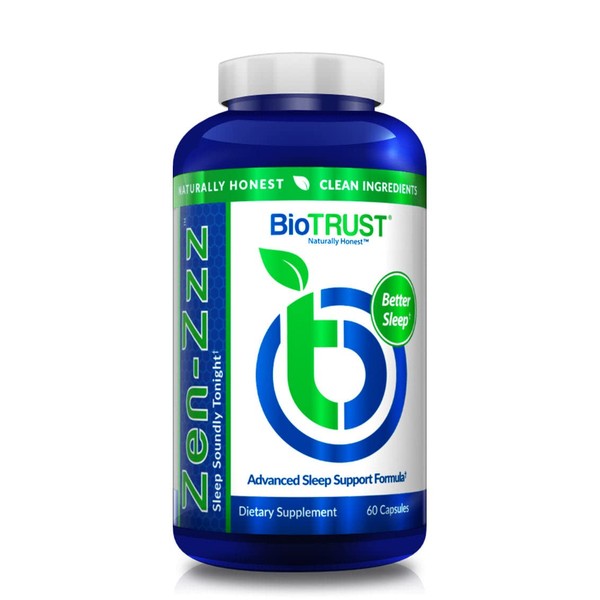 BioTrust Zen-Zzz, Non-Habit-Forming Sleep Support Supplement — Melatonin, L-Theanine, Glycine, Magnesium, Lemon Balm, Passion Flower, Chamomile — 60 Capsules