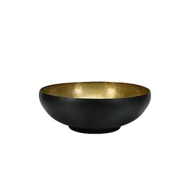 Serene Spaces Living - tazón de aluminio de doble tono negro y dorado con aspecto de latón, decoración elegante para exhibición de frutas, centro de mesa, acento moderno para el hogar y eventos