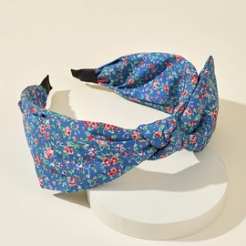 scicent Head Bands Adult Women Bow Print Hairbands Knotted Headband Fabric Print Hair Band Twisted Headwrap Bunny Ear Wide Hair Hoops Boho Headbands for Women 10906