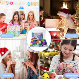 Nutabevr 2500 Loom Bands Set, 40 Grid Plastic Rubber Bands Kit, 32 Colours Loops Rubbers with Accessories, Rubber Bands for Making Coloured Bracelets, DIY Necklaces, Crafts