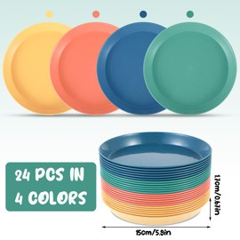 24 Pcs Whisker Friendly Cat Food Plate 5.9 Inch Shallow Cat Food Dishes Cat Bowl for Wet Food Wide and Small Pet Plate for Kittens and Short Legged Cat, Wheat Straw