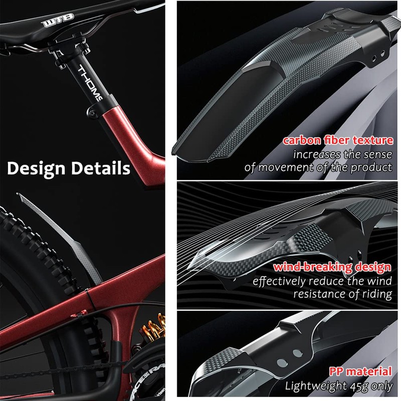 2 PCs Universal Mountain Bike Fender, MTB Bicycle Fenders Rear