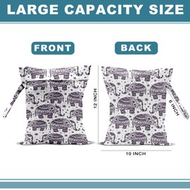 2Pcs Elephant Wet Bag 12x10 Inch, Exotic Elephants Waterproof Travel Laundry Bags, Washable Reusable Wet Dry Bag for Swimsuit Beach Diapers Dirty Yoga Gym Clothes, Elephant Gifts for Women Friend