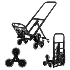 Stair Climbing Cart, 330 LB Climber Hand Truck with Adjustable Handle, Portable Folding Cart for Stairs, Stair Climbing Dolly Hand Carts with 10 Wheels for Shopping, Moving, Office Use