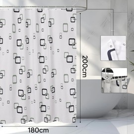 WedDecor Shower Curtains Grey and White Squares 180 x 200 cm