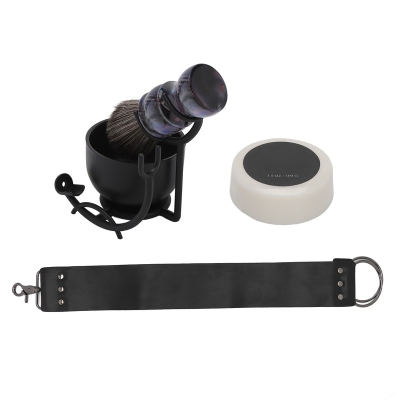 Beard Trimming Set Foaming Bowl Brush Stand Soap Sharpening Cloth