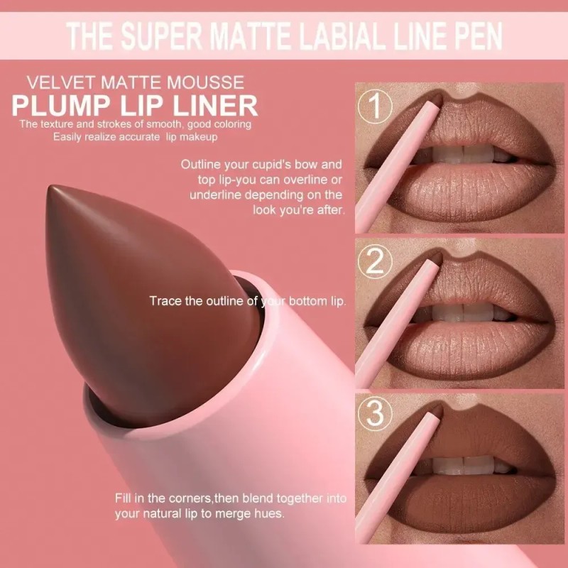 Set De 12 Delineadores De Labios Mate Y Fáciles De