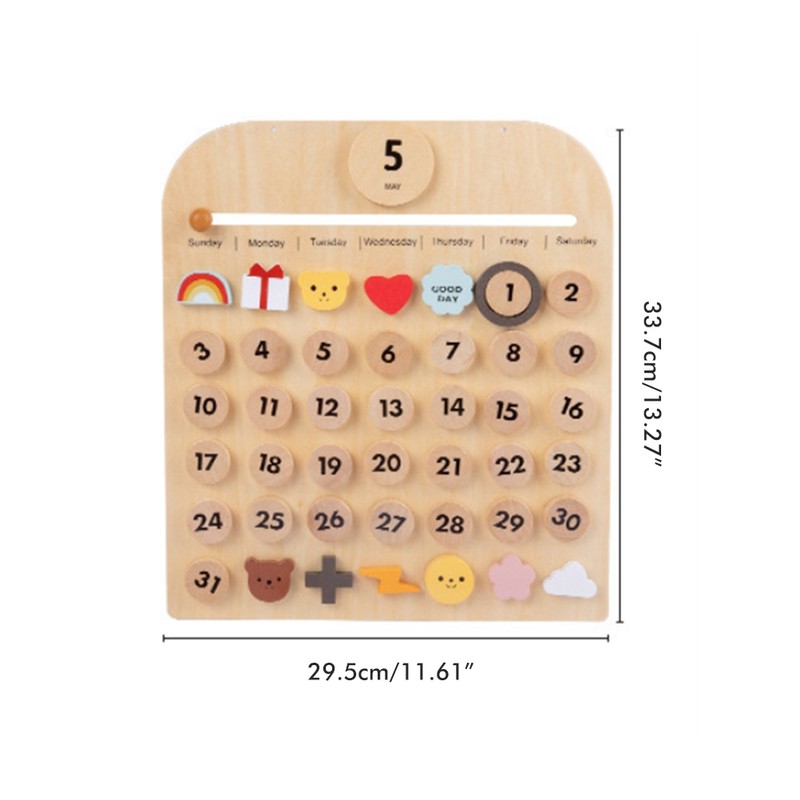 Children Wooden Calendar Perpetual Wall Calendar Early Educational Toy Gift