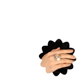 Xerling Multi Color Flower Dainty Ring Floral Statement Ring Cubic Rhinestone Finger Ring for Women, Metal, No Gemstone