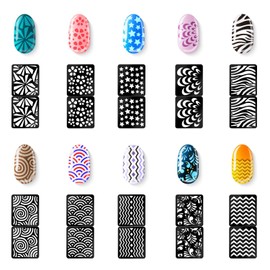 Gogoonly 144 Pieces Nail Vinyls Stencil Stickers Set, 24 Sheets 72 Different Designs Cute Easy Nail Art Nail Vinyls Nail Stencil Sheets - BH000807