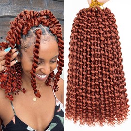 Leeven 2 Packs Copper Red Passion Twist Hair 12 Inch Water Wave Crochet Braids Hair for Distressed Butterfly Locs 350 Color Synthetic Hot Water Setting Passion Twists Hair Extensions