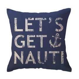 ULOVE LOVE YOURSELF Costal Beach Throw Pillow Cover Let’s Get Nauti Anchor House Decor Cushion Covers Nautical Summer Decorative Pillowcases 18x18 inch(Blue)