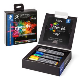 STAEDTLER 371 C36 Pigment Arts Brush Pen - Assorted Basic Colours (Pack of 36)