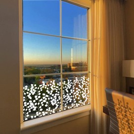 ChicSkin Pure White Stained Glass Window Film, Removable Static Cling Glass Decals Decor for Glass Window Door, Transparent Eucalyptus Leaf 59.05"x15.35"