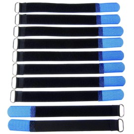 10 x 20 cm x 20 mm Resealable Velcro Cable Ties Blue with Metal Eyelet - Cable Velcro Tape 200 mm Reusable