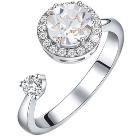 Suyi Anxiety Rings for Women Open Adjustable Fidget Ring Wedding Promise Rings Gifts Silver 1